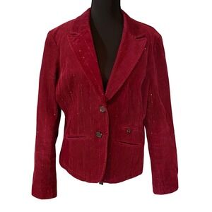 American Eagle Outfitters Burgundy Corduroy Sequin Blazer Jacket Womens Large